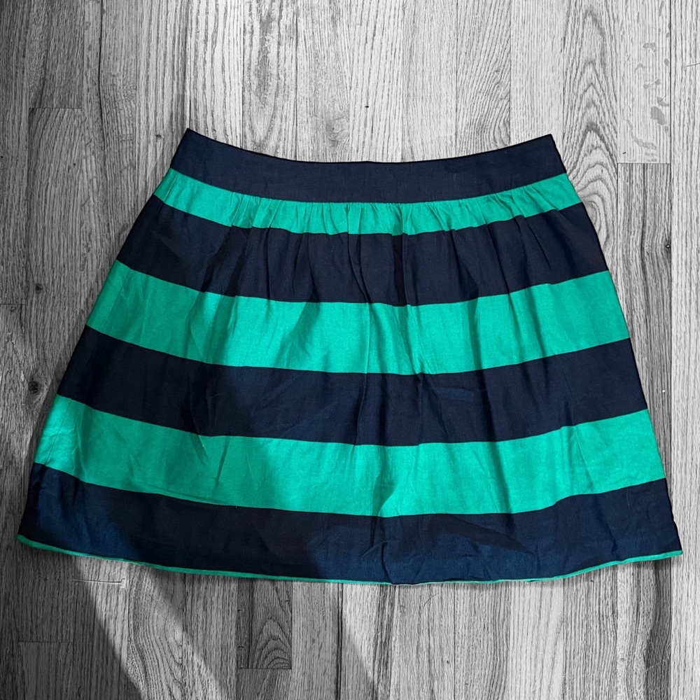 NWOT Banana Republic Classic Linen Blend Navy & Green Mini Skirt - Fully Lined